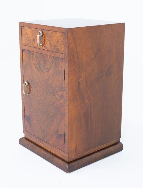 ART DECO WALNUT BEDSIDE CABINET