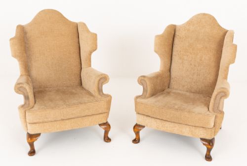 PAIR OF GEORGIAN STYLE WING CHAIRS