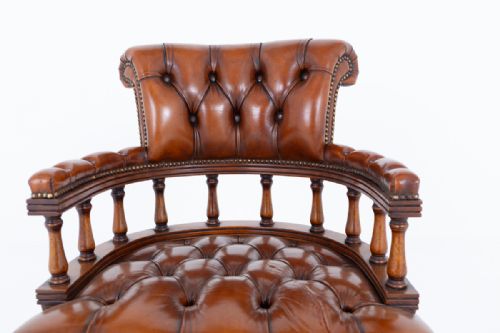 MAHOGANY AND LEATHER CAPTAINS CHAIR - ADDITIONAL PHOTO 5