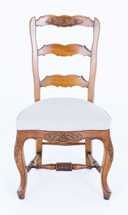 fig 1. Set of 10 French Oak Ladder Back Dining Chairs