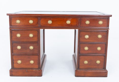 VICTORIAN MAHOGANY TWIN PEDESTAL DESK - ADDITIONAL PHOTO 1