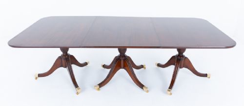 3 PEDESTAL MAHOGANY REGENCY STYLE DINING TABLE - ADDITIONAL PHOTO 5