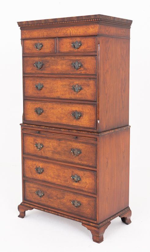 FIGURED ELM CHEST ON CHEST