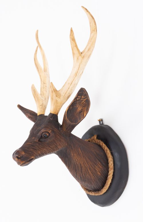 CARVED BLACK FOREST STYLE STAGS HEAD