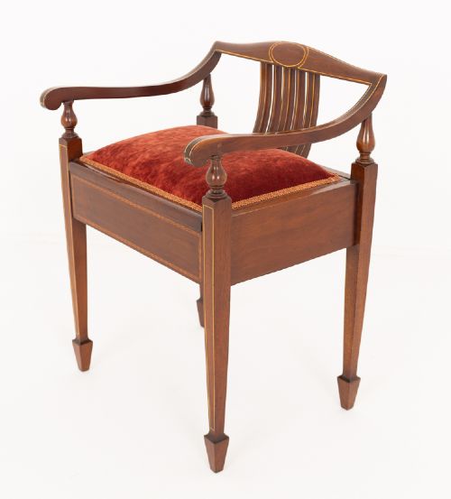 Sheraton Revival Mahogany Piano Stool