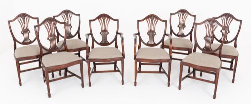Set of 8 (6 + 2) Mahogany Shield Back Dining Chairs