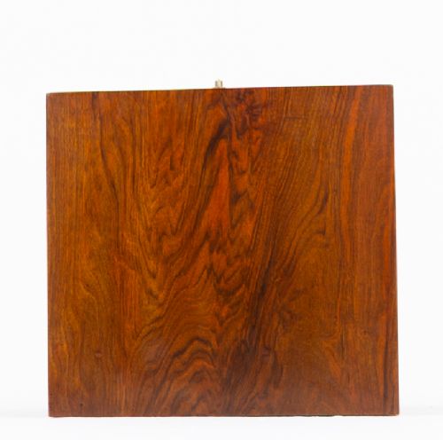 An Art Deco burr walnut bedside cabinet featuring a single upper drawer above a lower cupboard door with brass pull handles. View V