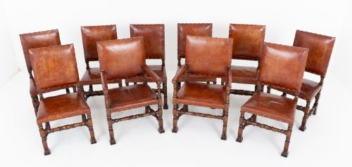 A Fine Set of Ten Oak Cromwell Style Dining Chairs