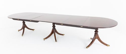 Regency Revival Mahogany 3  Pedestal Dining Table