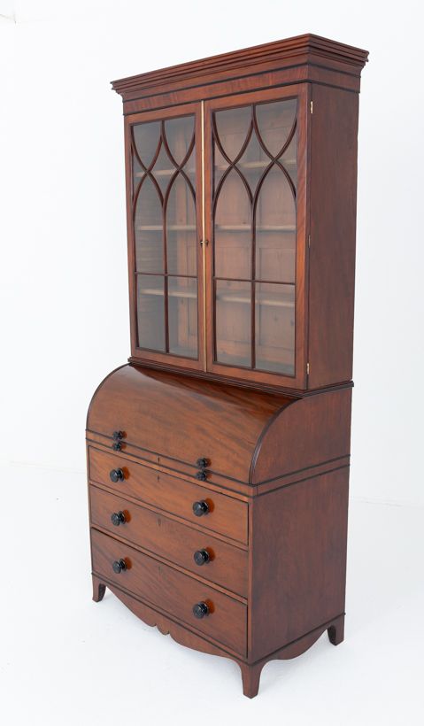 Elegant Mahogany Regency Cylinder Bookcase