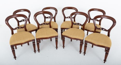 Set of 8 Victorian Style Mahogany Balloon Back Dining Chairs