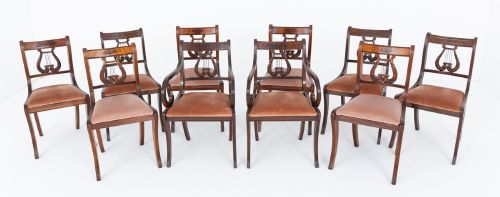 Set of 10 (8 + 2) Regency Style Mahogany Dining Chairs