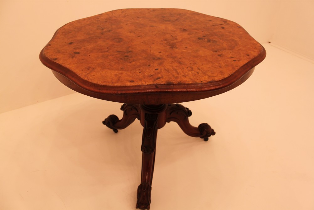 Small shaped Victorian Burr Walnut Table