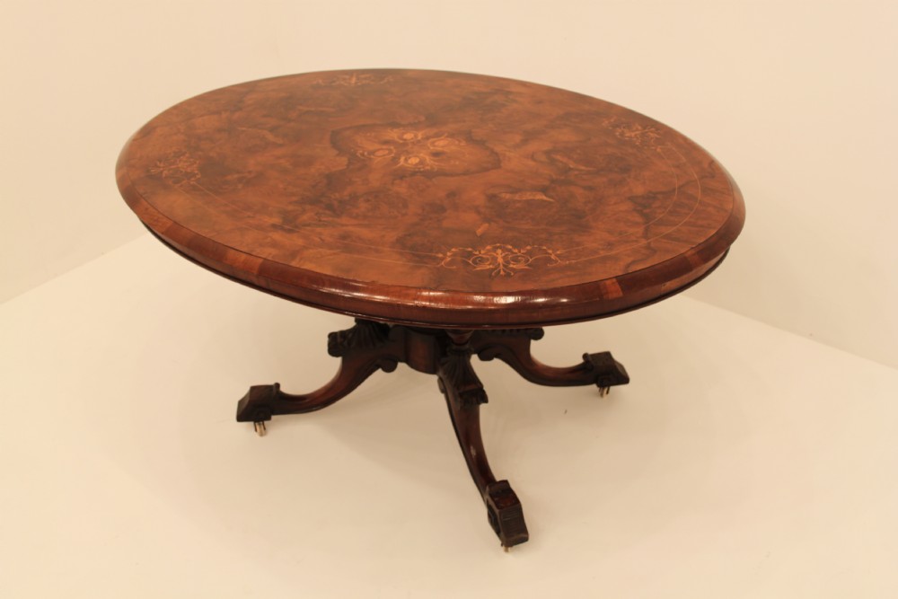 Victorian Burr Walnut and Marquetry Table