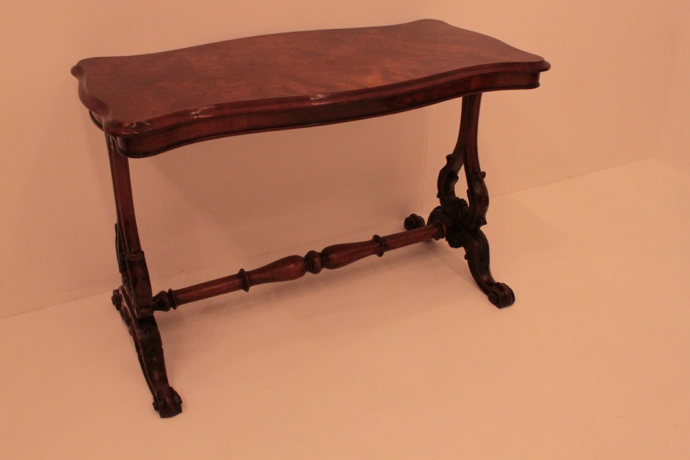 Victorian Burr Walnut Stretcher table