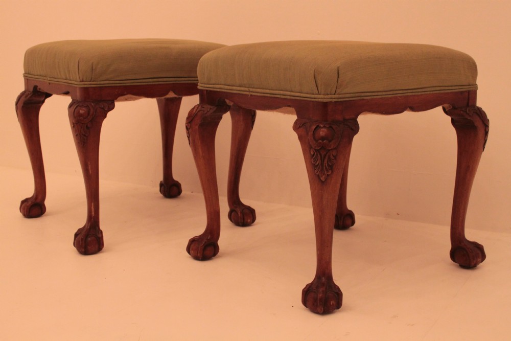 Pair of Walnut Queen Anne style stools