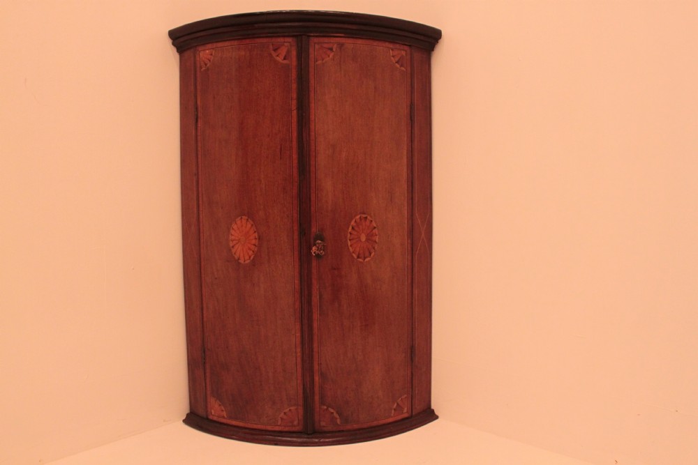 Mahogany Bow Fronted Hanging Corner Cupboard
