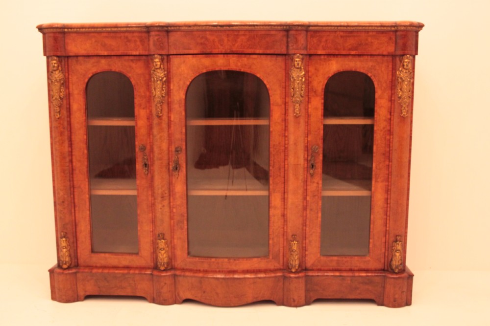 Superb Quality Victorian Burr Walnut 3 door Cabinet