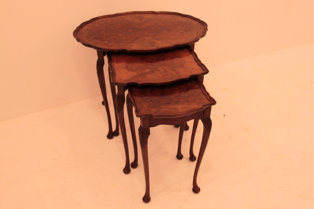 Nest of 3 Burr Walnut Tables