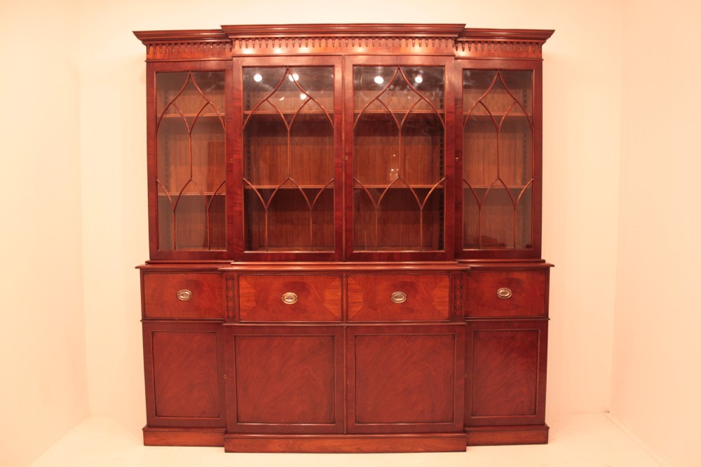 Mahogany Georgian Style Breakfront Bookcase