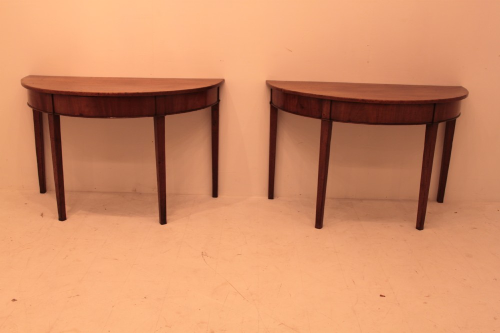 Pair of Mahogany George III Demi Lune Tables