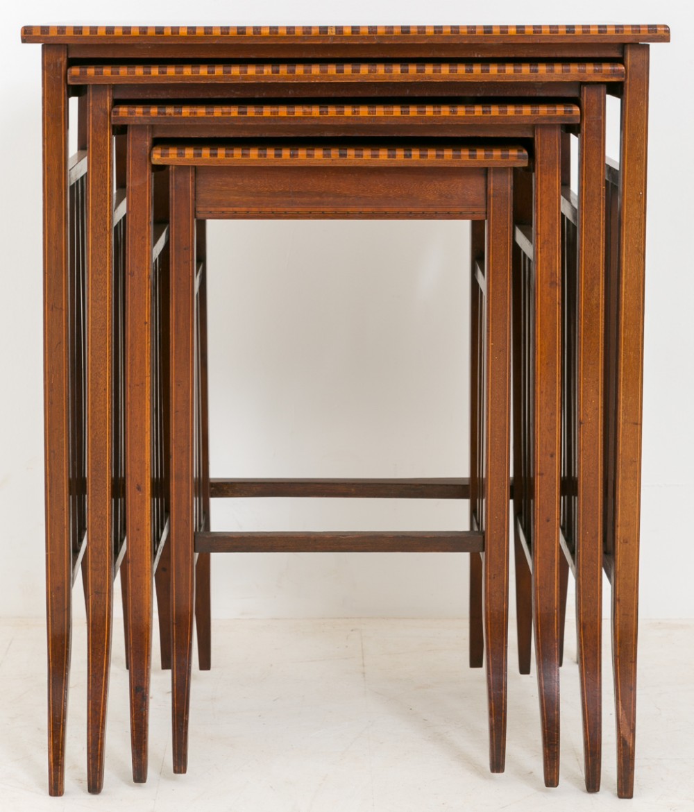 Mahogany Inlaid nest of 4 tables