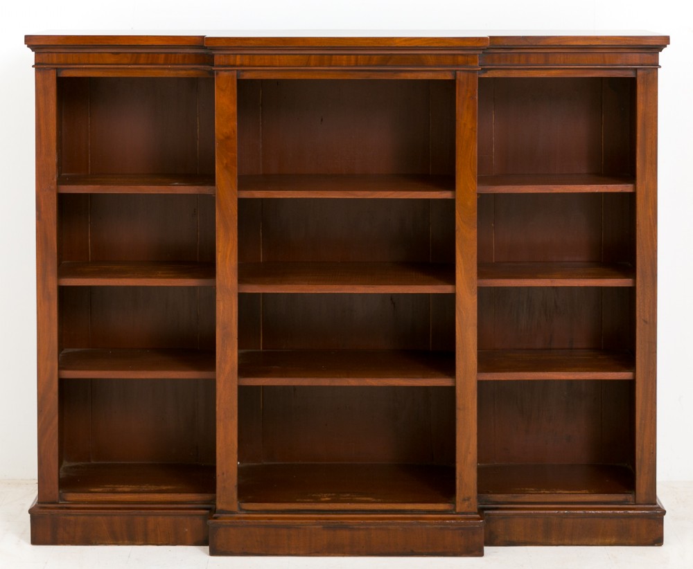 William IV Mahogany Breakfront Open Bookcase