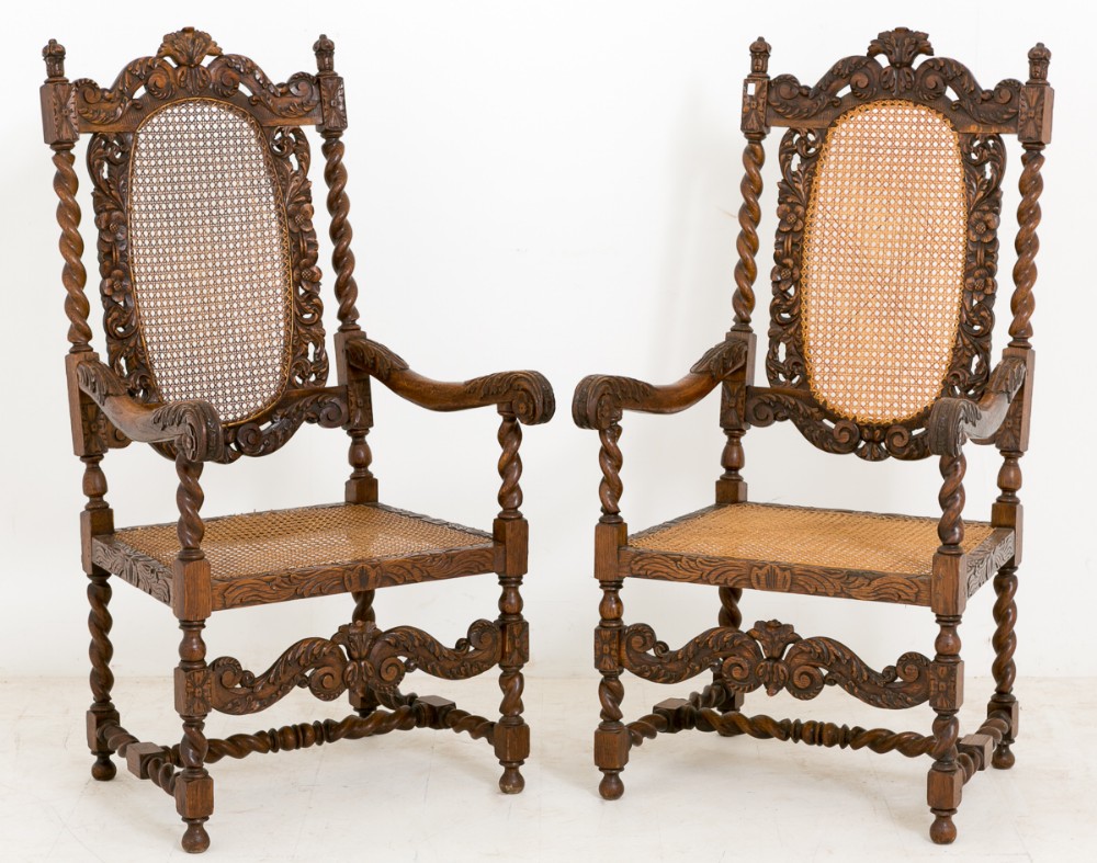 Pair of Oak Carolean Style Chairs