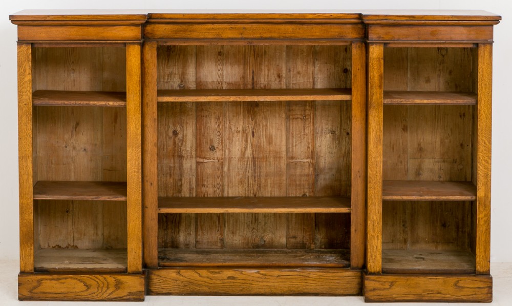 Victorian Oak Inverted Breakfront Bookcase