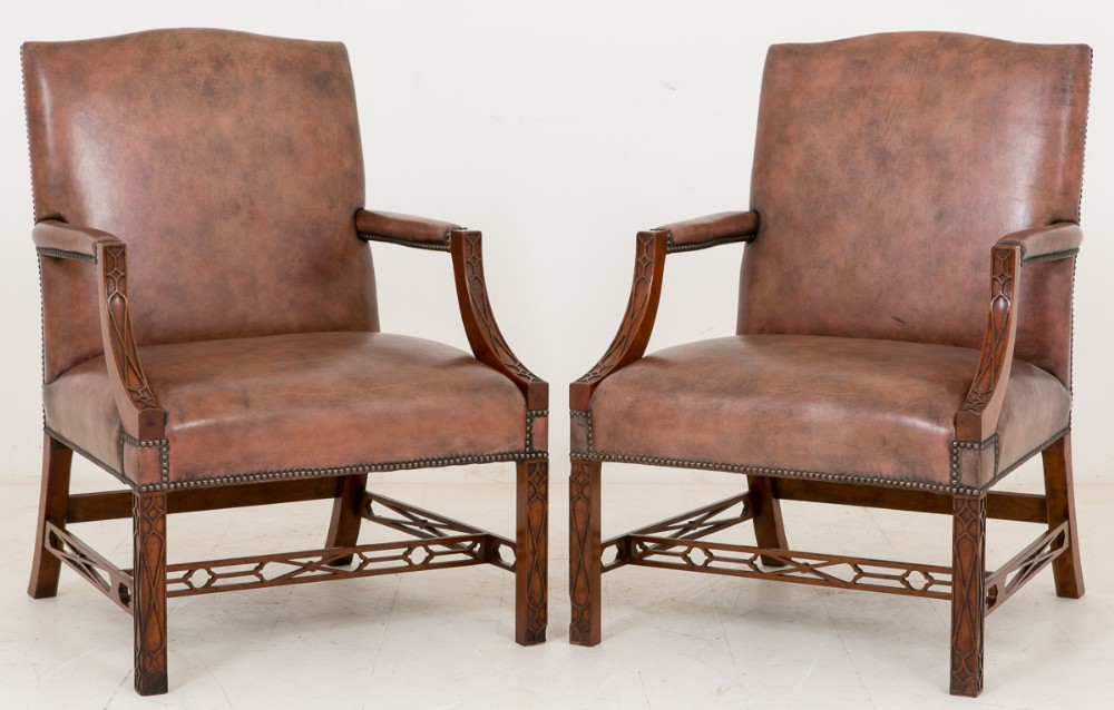 An Unusually large and impressive pair of Gainsborough Chairs