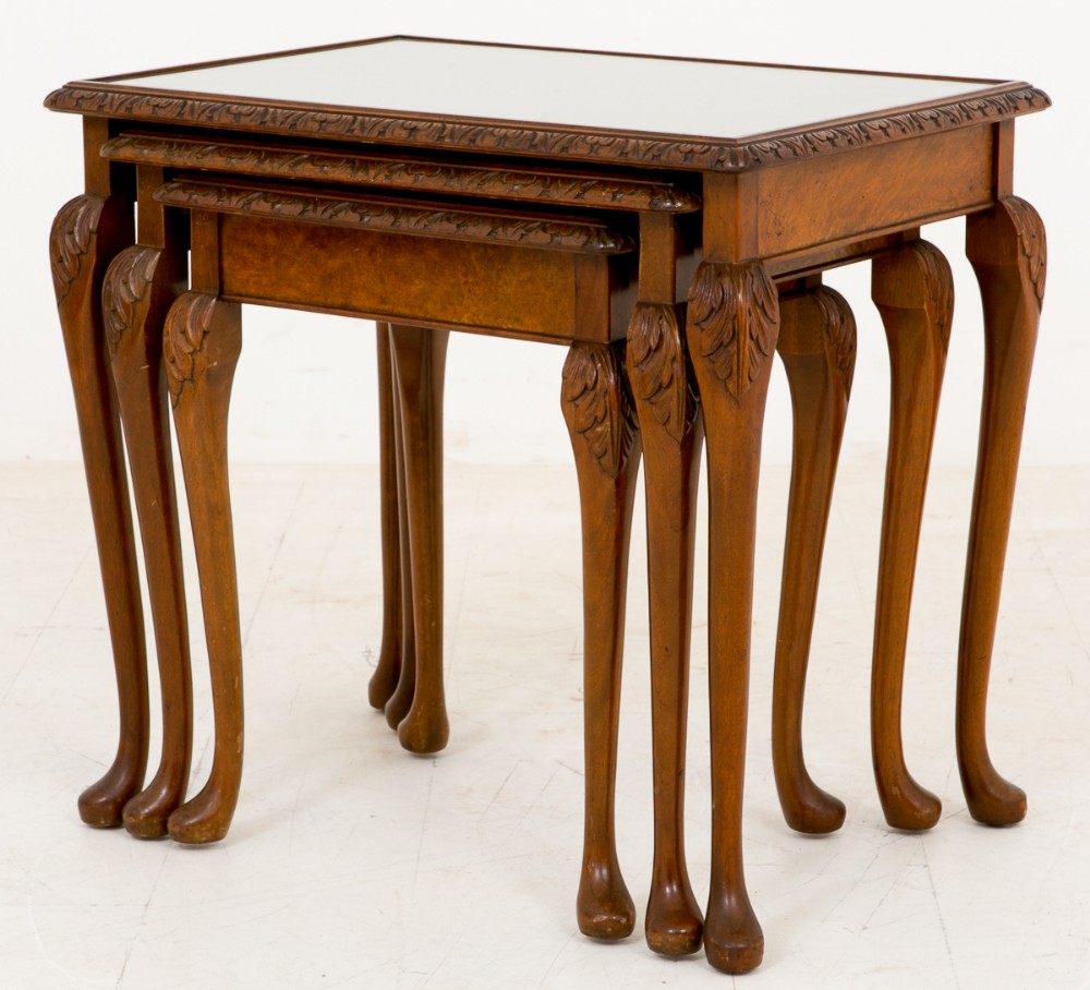 Nest of 3 Burr Walnut Tables