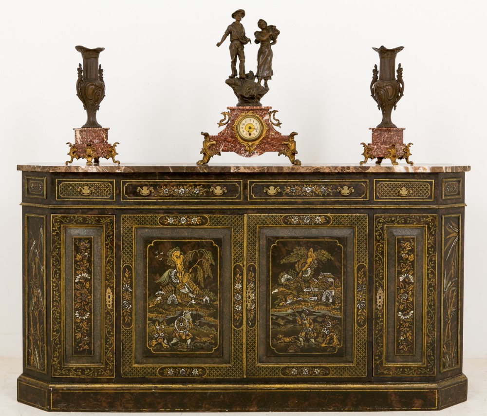 Mid Victorian Chinoiserie 4 door Side Cabinet