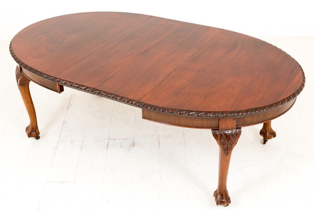 Mahogany Oval Chippendale style Extending Dining Table