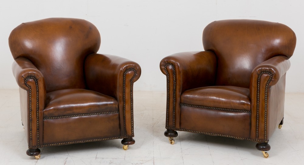 Pair of Art Deco leather Club Chairs
