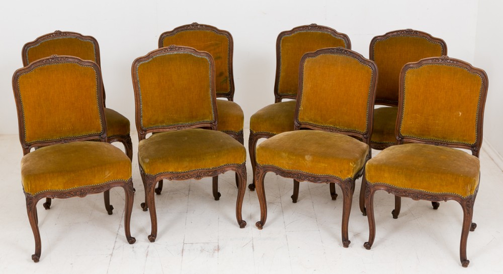 Set of 8 French Oak Dining Chairs