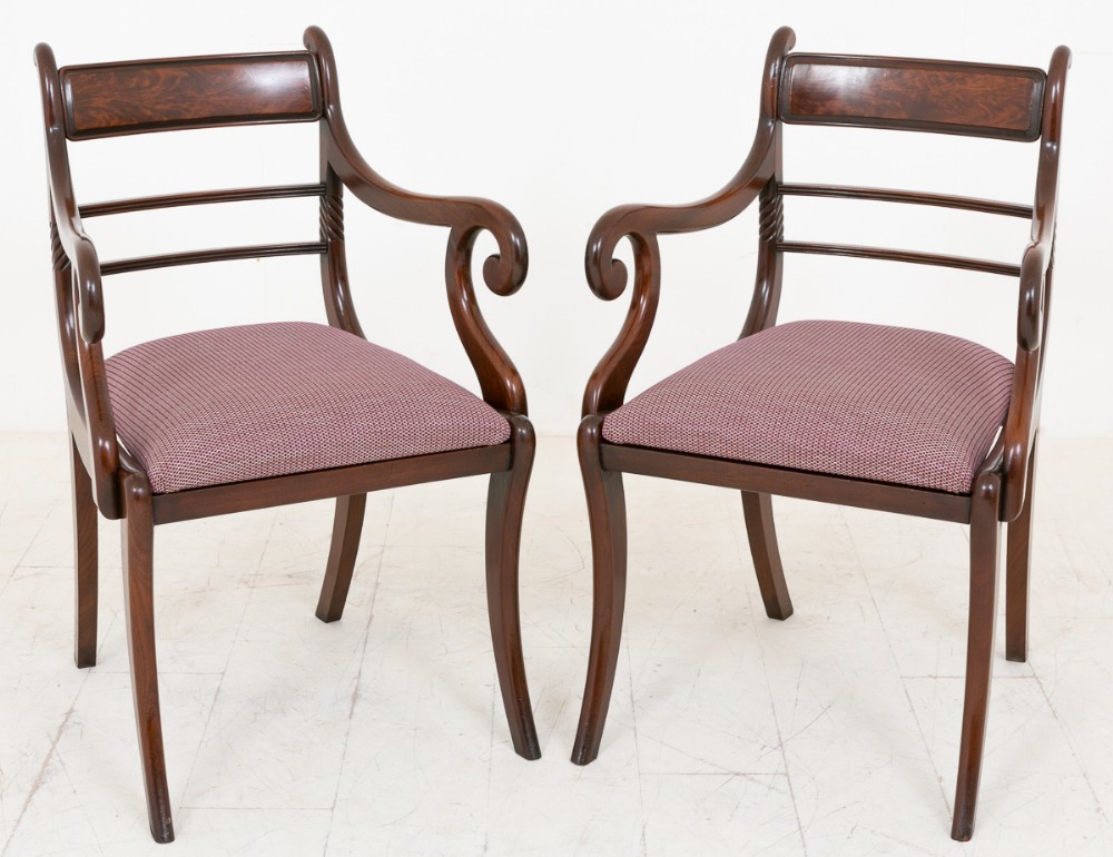 Pair of Regency Mahogany Library Chairs.