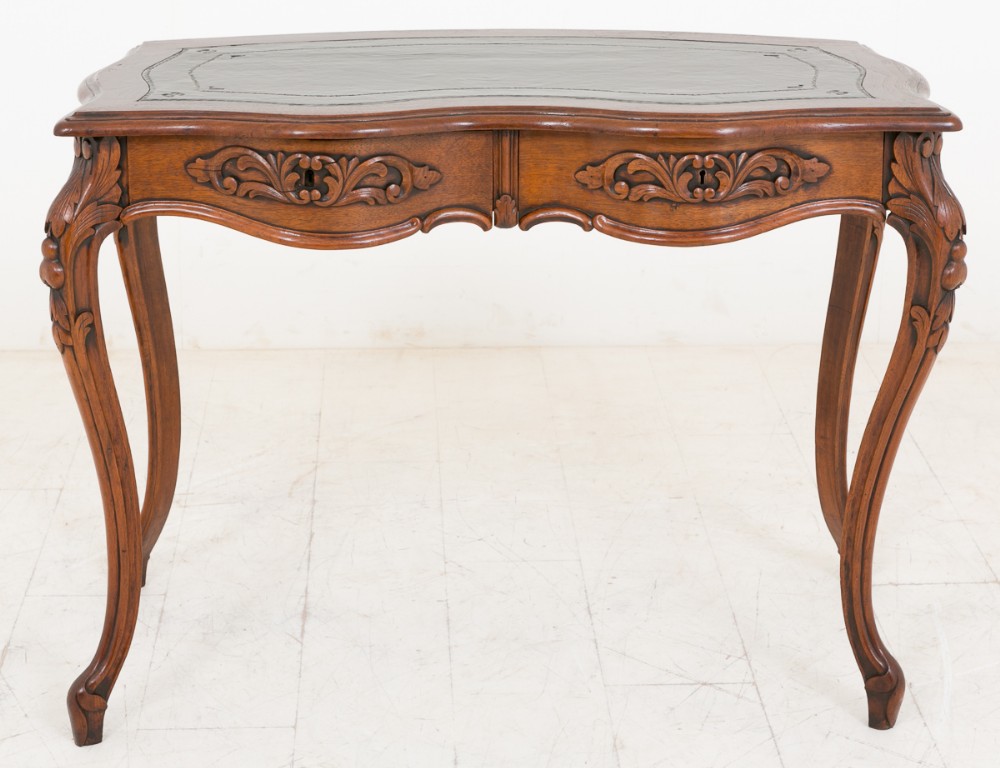 French Rosewood Carved 2 Drawer Writing Table