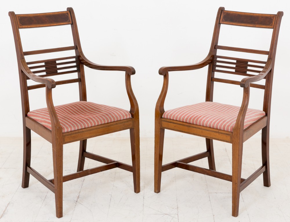Pair of Sheraton Revival Mahogany Armchairs