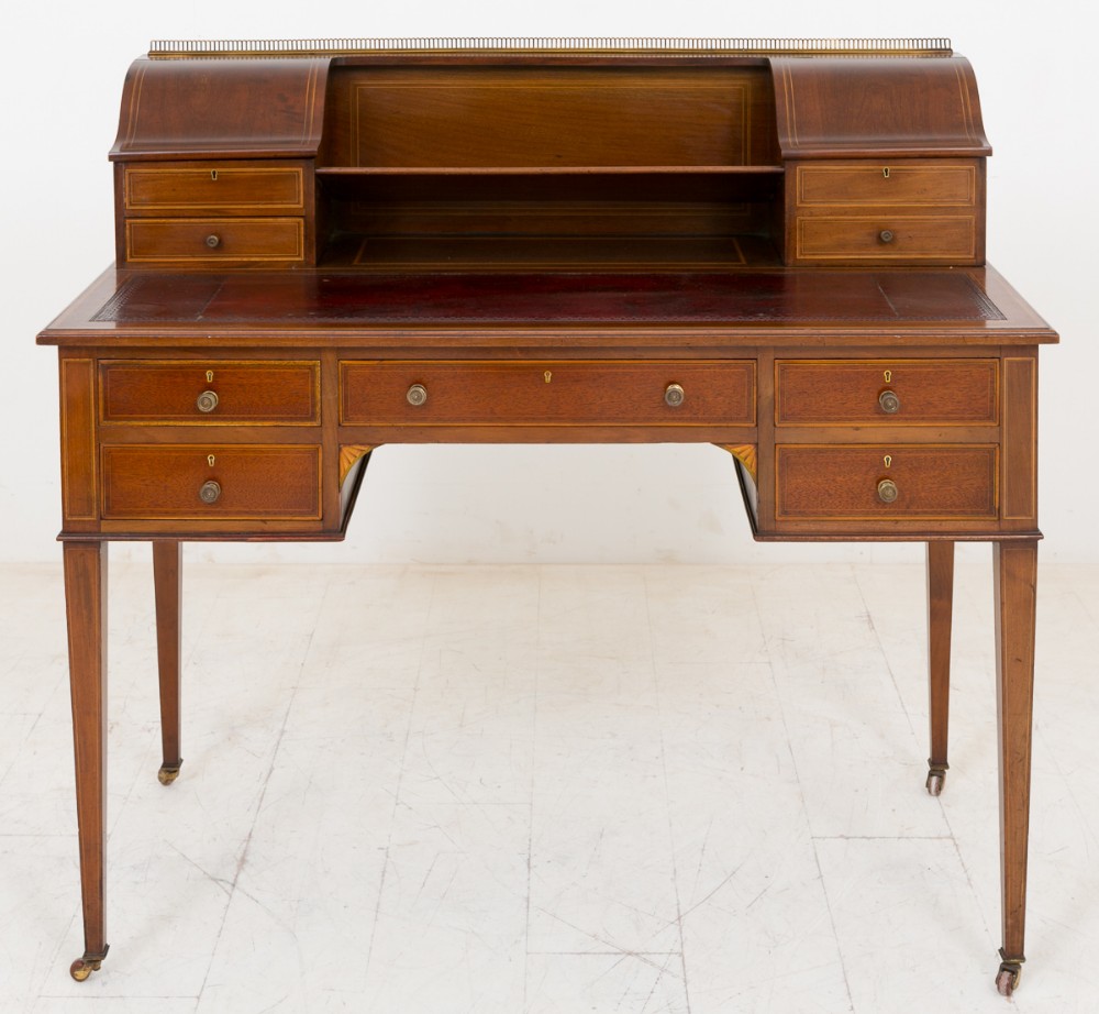 Sheraton Revival Mahogany inlaid writing table