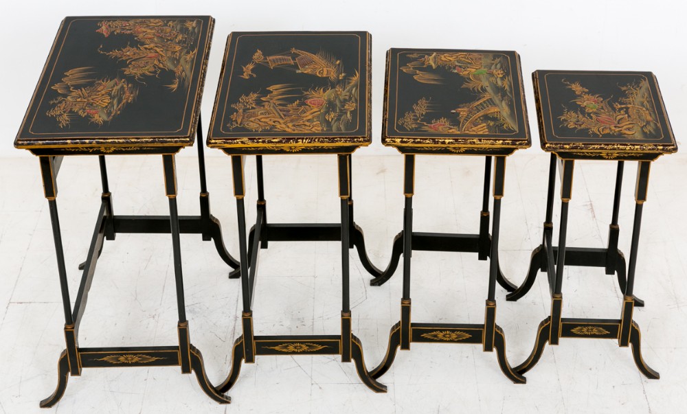 Late Victorian Chinoiserie Nest of 4 tables 