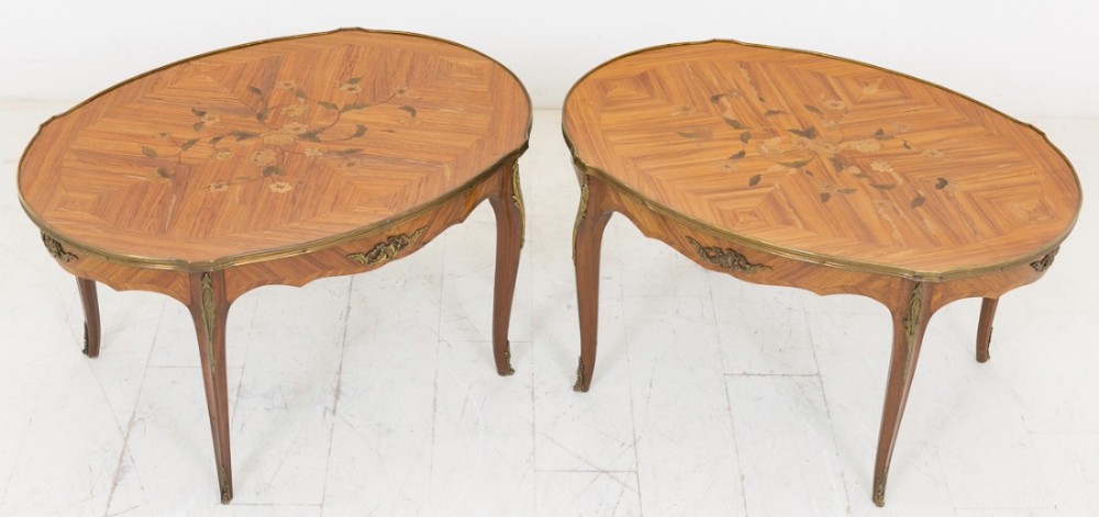 A Pair of French Walnut Coffee Tables