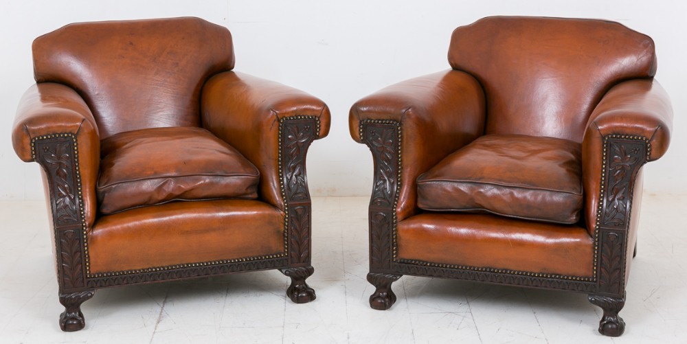 Pair of Leather Club Chairs