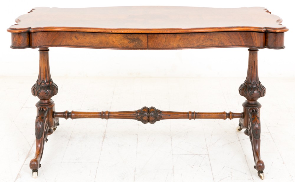 Superb Quality Burr Walnut 2 Drawer Library Table