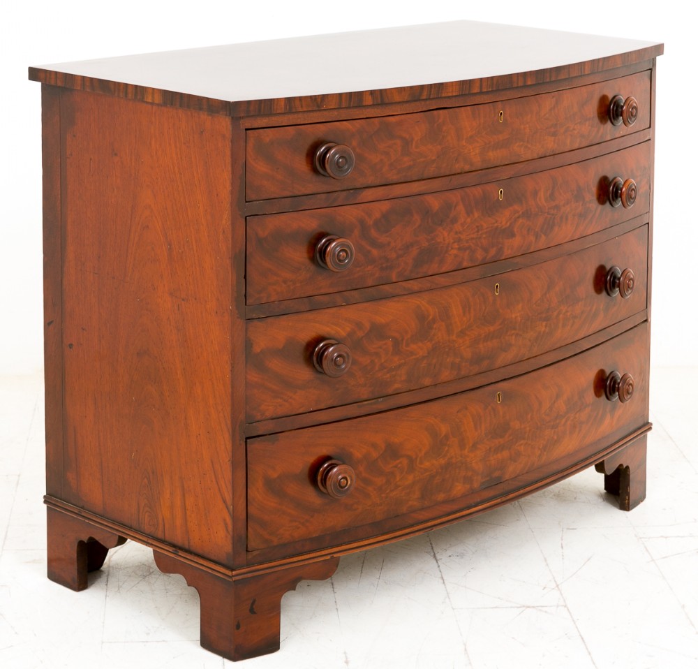 Early Victorian Bow Fronted Chest of Drawers
