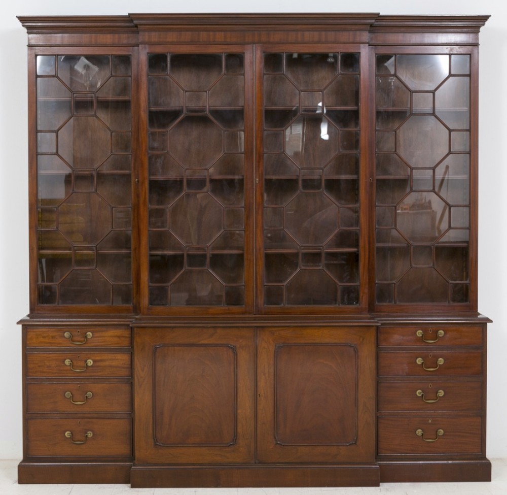 Georgian Style Mahogany Breakfront Bookcase