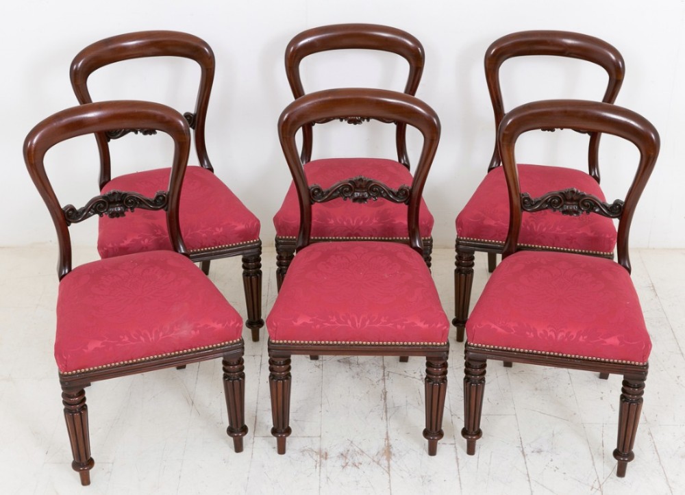 Set of 6 Early Victorian Mahogany Balloon Back Chairs