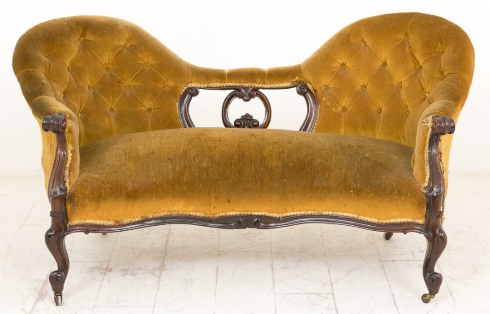 Victorian Rosewood Cameo back Settee