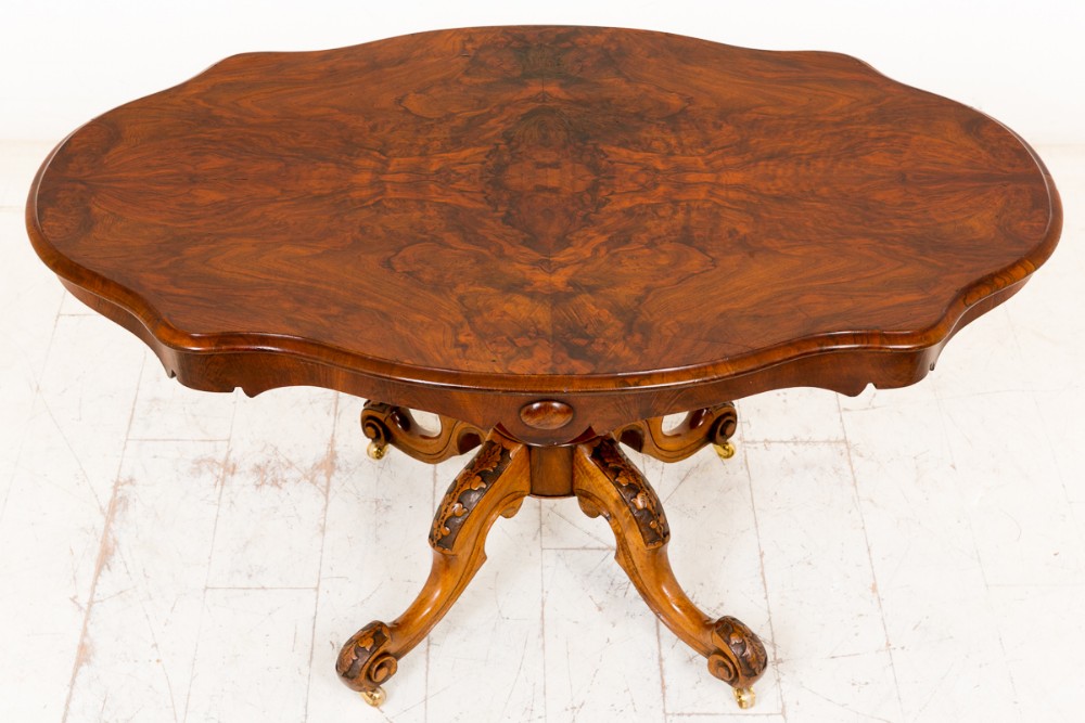Mid Victorian Burr Walnut Breakfast Table