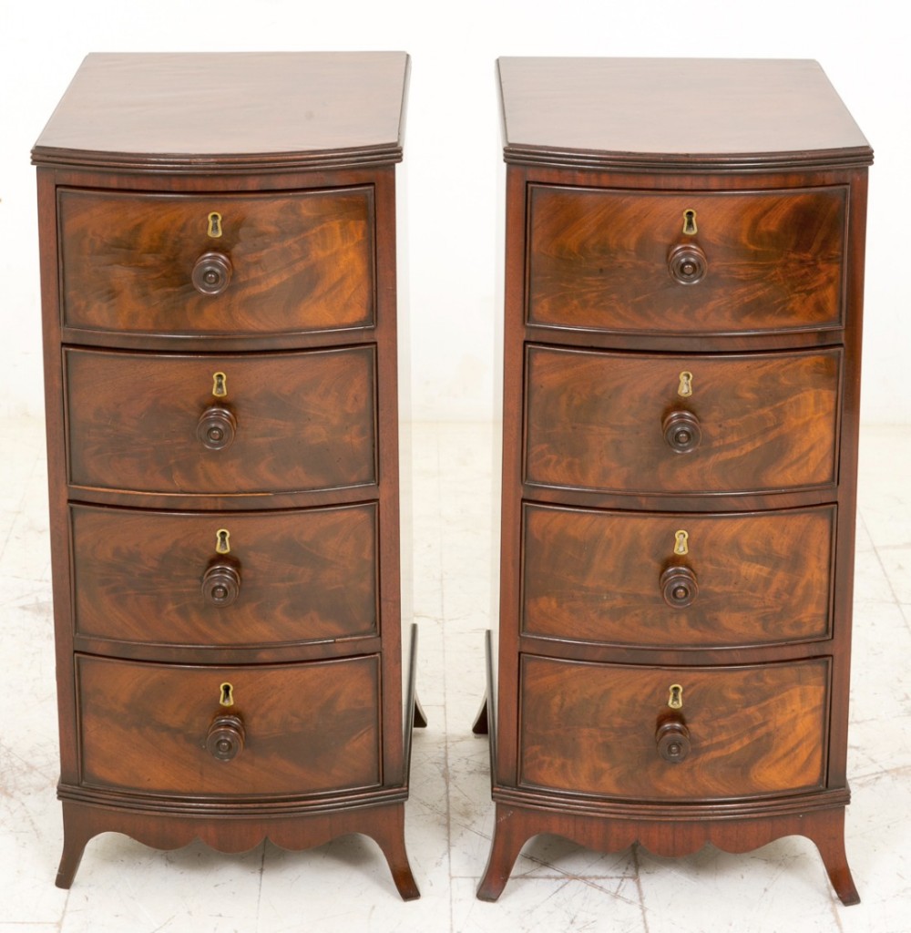 Pair of Early Victorian Bow Fronted Bedside Cabinets