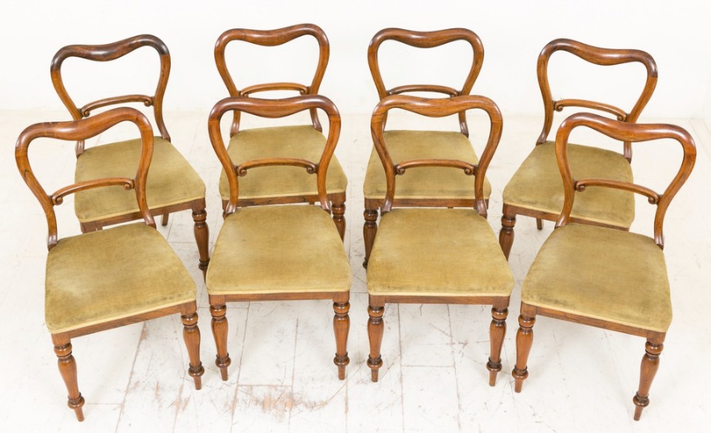 Superb Set of 8 Early Victorian Rosewood dining Chairs